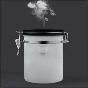 Stainless Steel Seal Can with Coffee Scoop for Coffee Bean Storage or Tea Containers Sugar Box (Color : White, Size : 1.8L) (Color : White, Size : 1.5L)