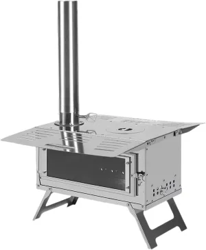 Stainless Steel Wood Stove, Folding Furnace, Portable, Tent Heating, Outdoor Cooking