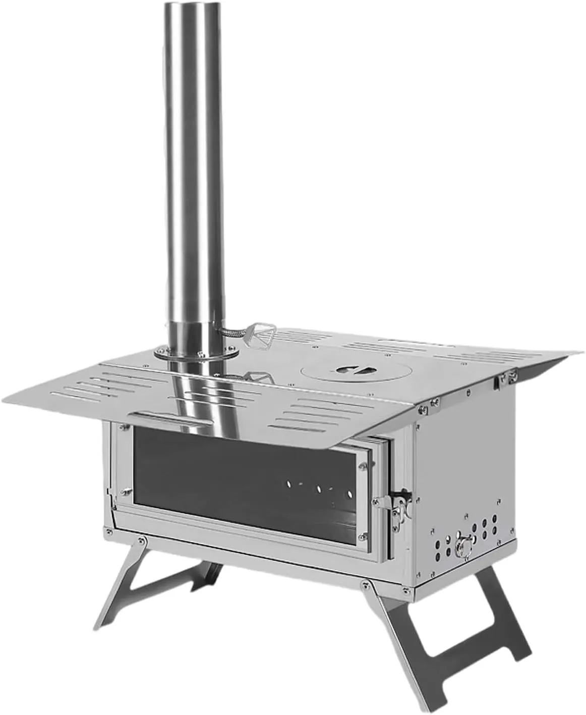 Stainless Steel Wood Stove, Folding Furnace, Portable, Tent Heating, Outdoor Cooking