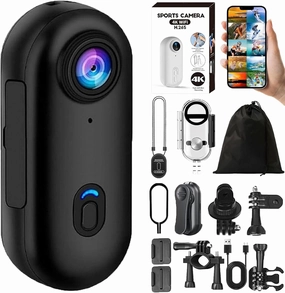 Stallionframes 4k Mini Handsfree Bodycam, Stallion Frames Body Camera, HD 1080p/4k Pocket Action Cam, with Magnetic Clip,Waterproof Case and Bracket, for Cycling, Travel, Photography (Black-4K)