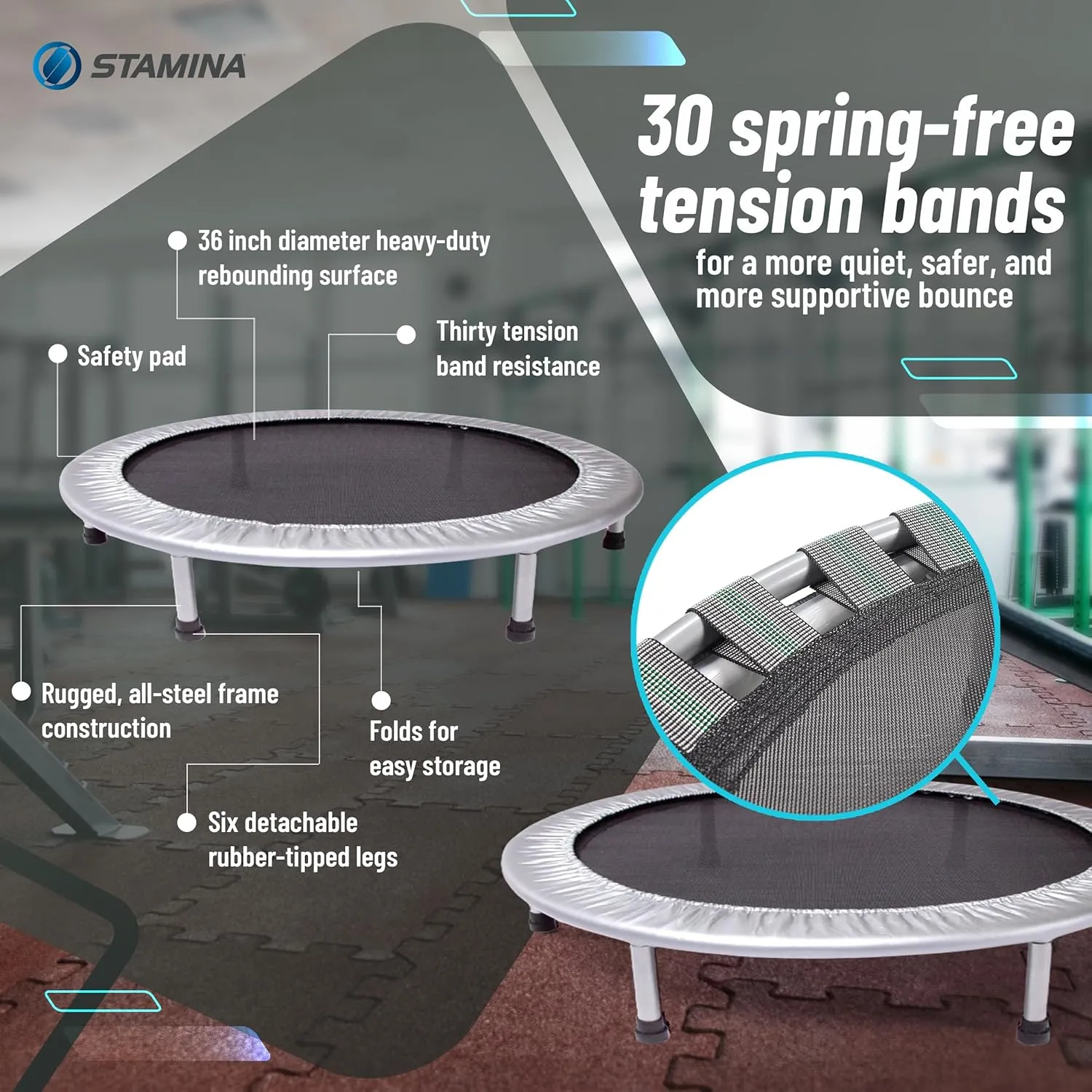 Stamina Mini Fitness Trampoline w/Smart Workout App