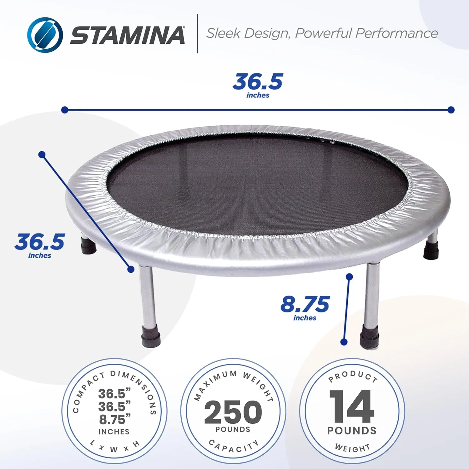 Stamina Mini Fitness Trampoline w/Smart Workout App
