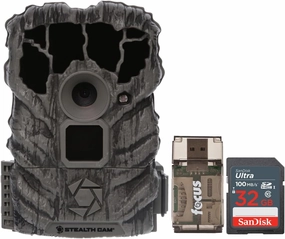 Stealth Cam Browtine 14MP Trail Camera Bundle with 32GB Ultra SDHC UHS-I Memory Card and All-in-One High Speed USB 2.0 Card Reader (3 Items)