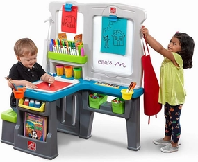 Step2 Great Creations Art Center, Kids Activity Table, Arts & Crafts Desk, Made of Durable Plastic, Includes Bench, For Toddlers 3  Years Old