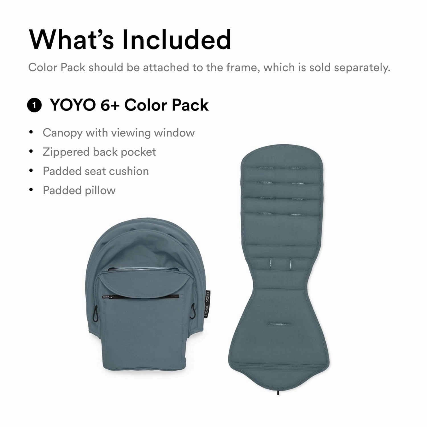 Stokke YOYO 6  Color Pack, Aqua - Textiles Only: Seat Pad, Extendable Canopy & Zipped Back Pocket - Requires YOYO3 Frame (Sold Separately)