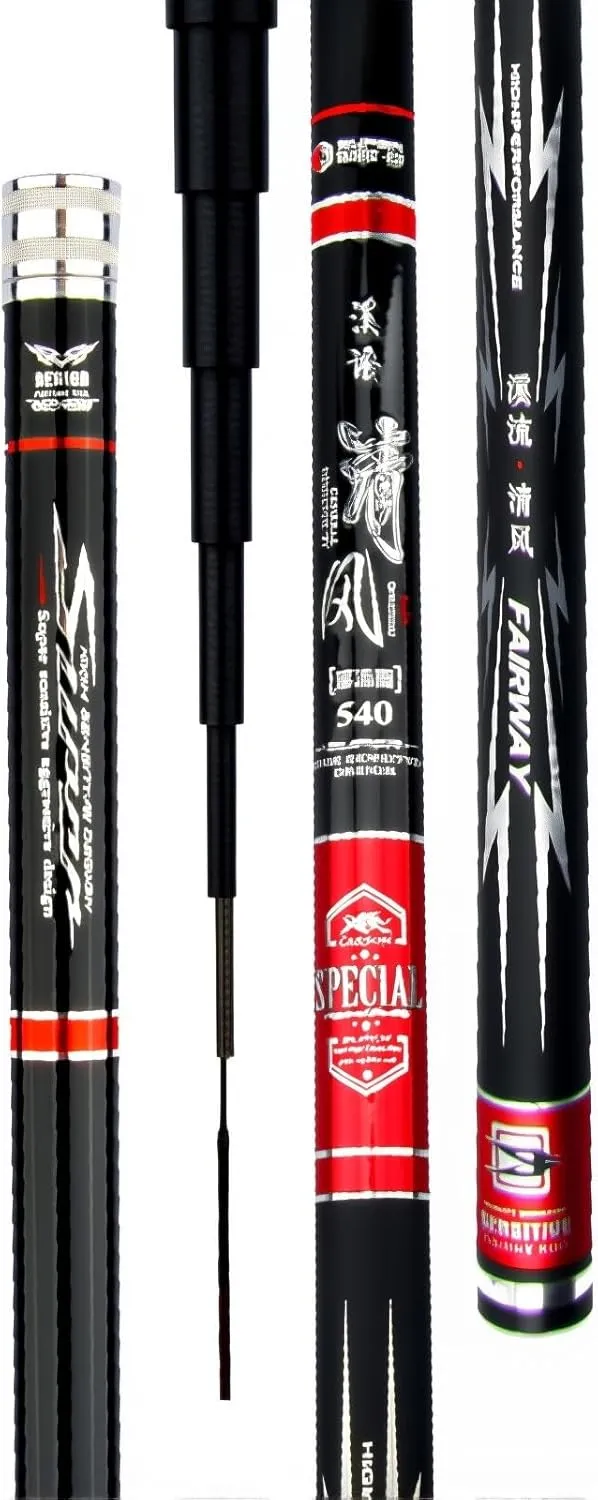 Stream Fishing Rod 3.6m 4.5m 5.4m 6.3m 7.2m Carbon Fiber Telescopic Fishing Pole CañAs De Pescar Portable for Rivers Lakes Ponds & Oceans