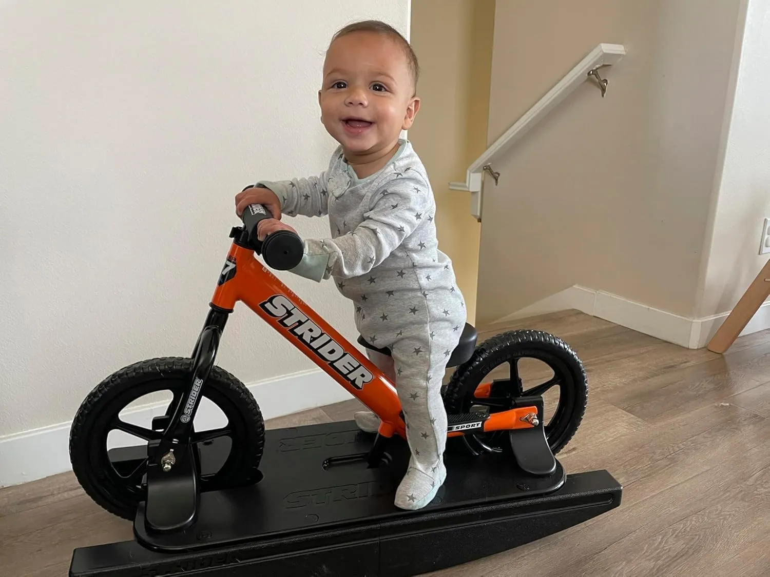 Strider 12” Sport Bike   Rocking Base - Helps Teach Baby How to Ride a Balance Bicycle - for Kids 6 Months to 4 Years - Easy Assembly & Adjustments