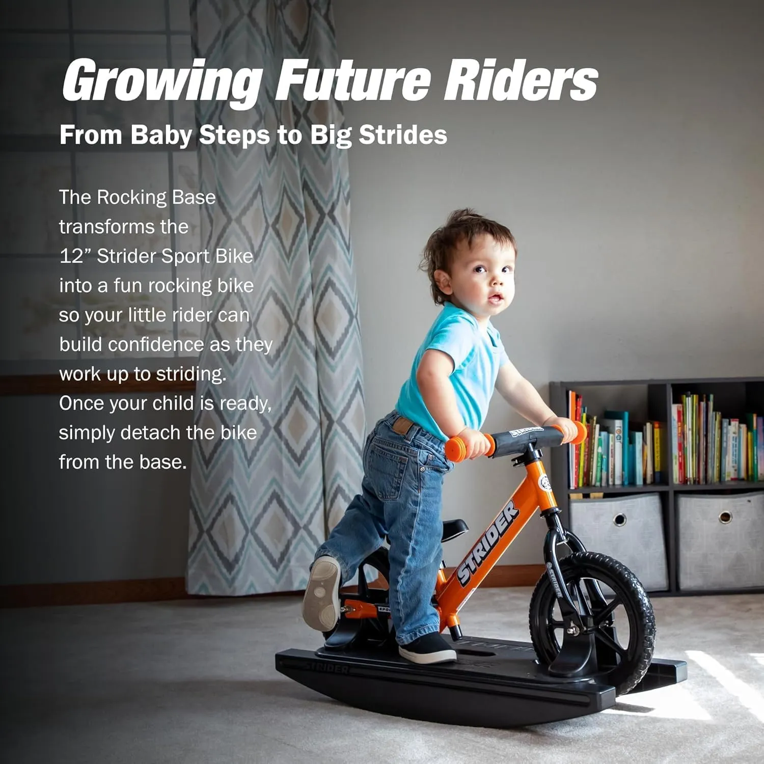 Strider 12” Sport Bike   Rocking Base - Helps Teach Baby How to Ride a Balance Bicycle - for Kids 6 Months to 4 Years - Easy Assembly & Adjustments