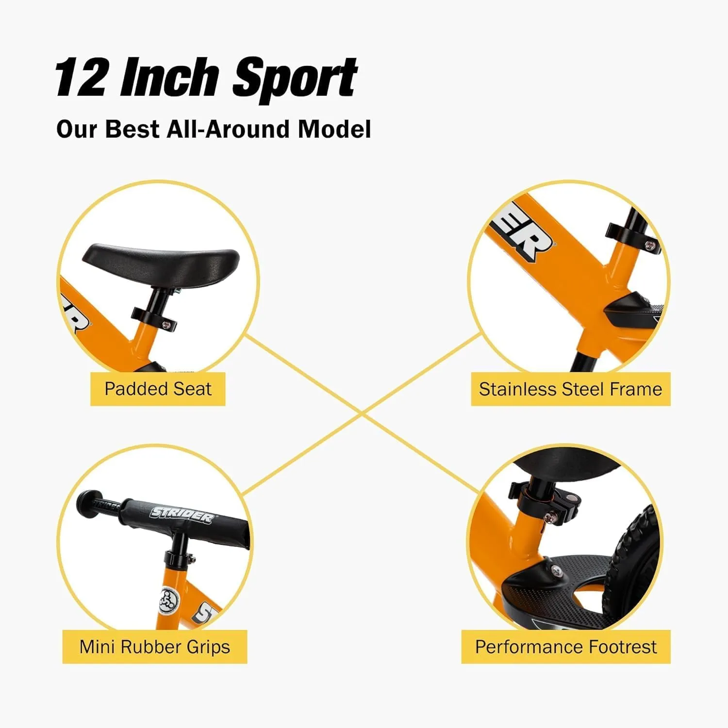 Strider 12” Sport Bike   Rocking Base - Helps Teach Baby How to Ride a Balance Bicycle - for Kids 6 Months to 4 Years - Easy Assembly & Adjustments