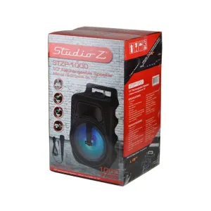 Studio Z 10" Rechargeable Speaker Take your party and DJ sounds to the next level with the Studio Z STZP-1000 10-Inch Rechargeable Speaker Woofer with USB Music Stream - STZP-1000