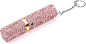 Stun Gun for Women Self Defense-Lipstick Stun Gun Covered in Diamonds,Mini Stun Guns with Keychain and LED Flashlight,Discreet and Powerful Women Self Defense Gun with Rechargeable Battery