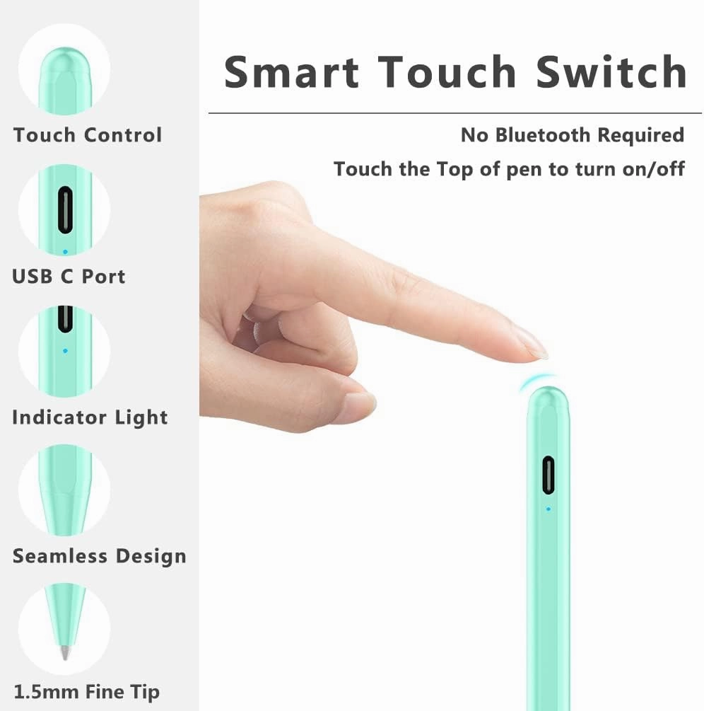 Stylus Pen for iPad (2018-2025) with Fast Charging & Palm Rejection, Pencil for Apple iPad 11th A16/10/9/8/7/6th, Pro 11“13”M4/12.9 inch, Air 11/13 inch M3 2025&M2 2024/5/4/3rd, Mini A17 Pro/6/5th