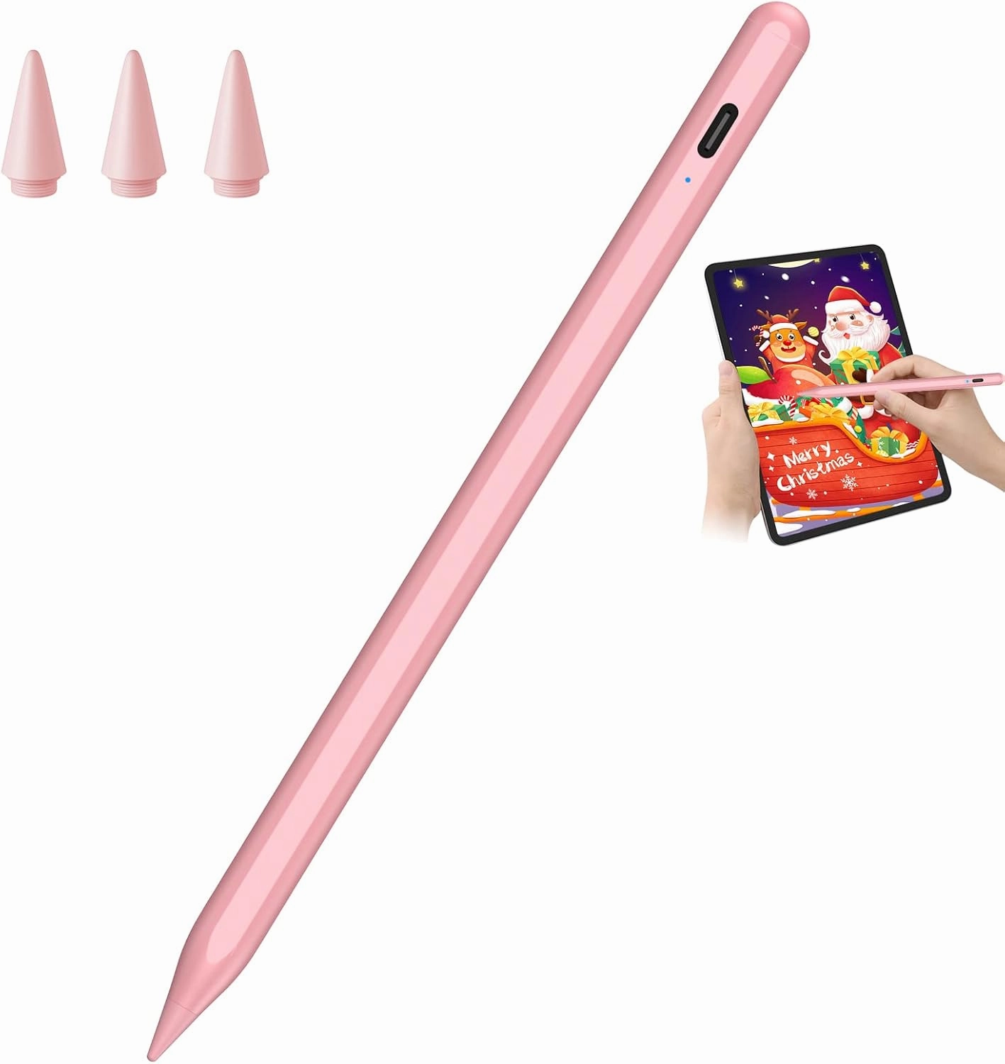 Stylus Pen for iPad - 5X Fast Charge Digital Pen - Compatible with 2018-2023 iPad Pro, Air, Mini, 6-10 Gen - Pink