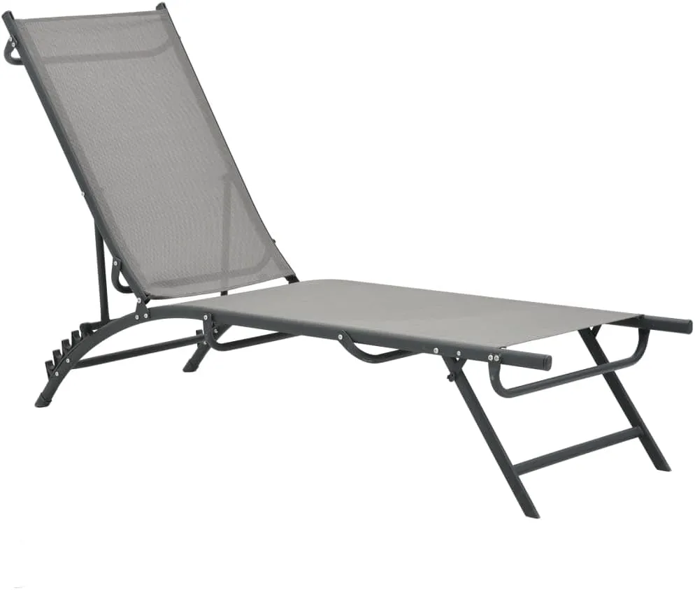 Sun Loungers 2 pcs Textilene and SteelLuxury Sun Loungers with Adjustable Backrest and Cushioned Seat