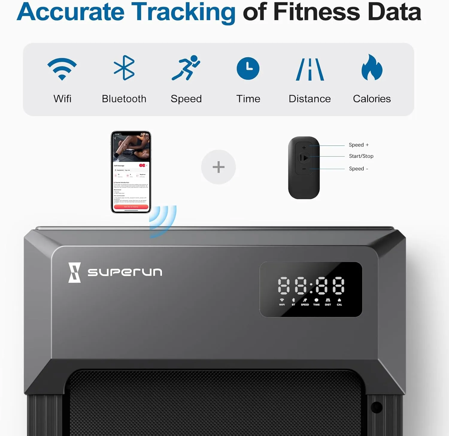 SupeRun Smart Walking Pad Treadmill, Under Desk Treadmill for Home Office, Quiet Portable Walking Pad with 2.2 HP, 250 lbs Capacity