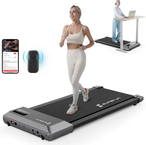 SupeRun Smart Walking Pad Treadmill, Under Desk Treadmill for Home Office, Quiet Portable Walking Pad with 2.2 HP, 250 lbs Capacity
