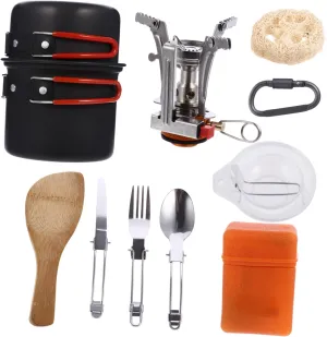 SUPVOX 1 Set Portable Picnic Cooking Set Camping Cookware Stainless Steel Multi-Functional Bowl Kit