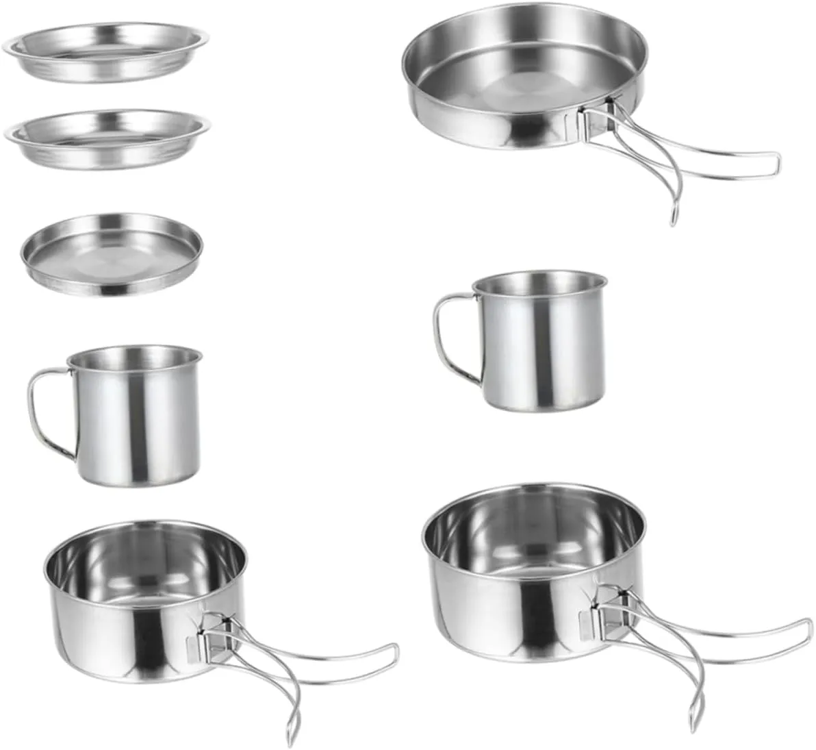 SUPVOX Camping Pot Kit Portable Cooking Set Stainless Steel Pots Pans Set Perfect for Families Hiking and Camping