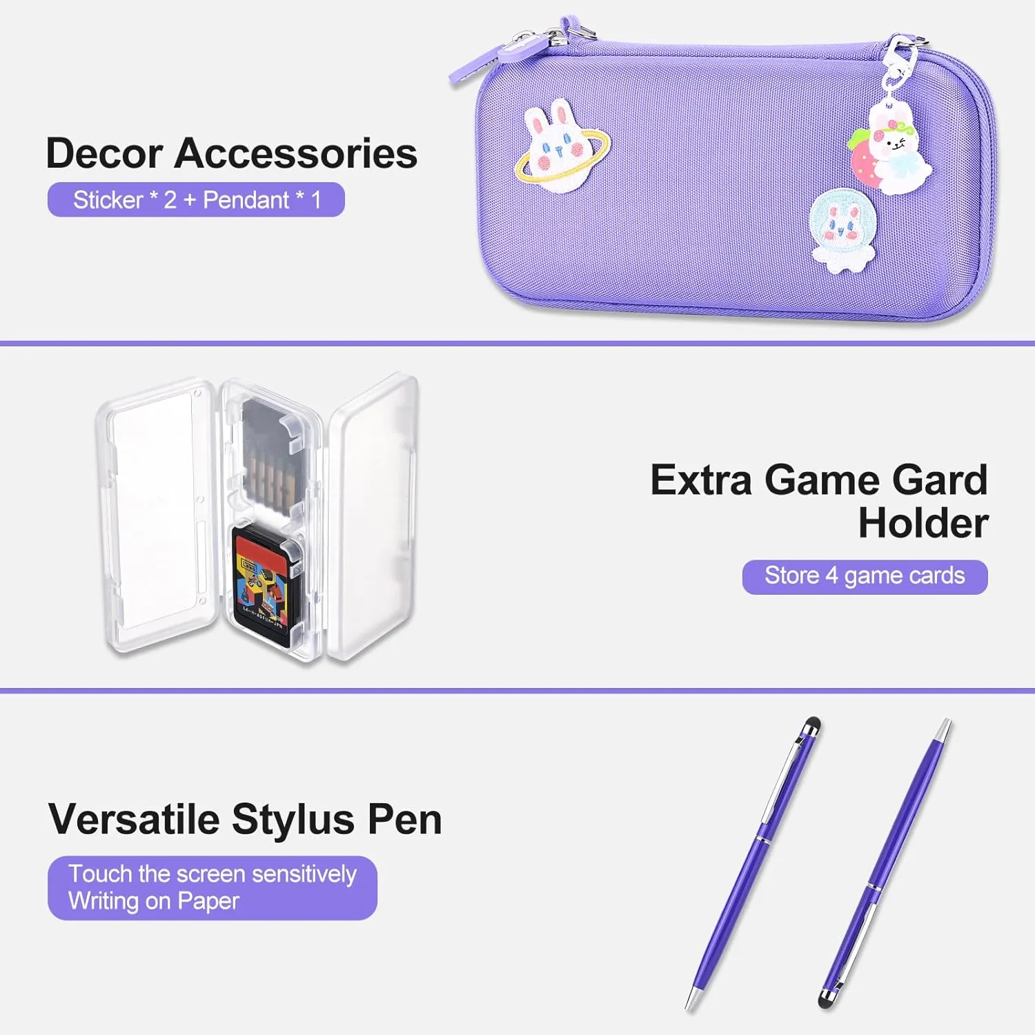 Switch Lite Case - innoAura 18 in 1 Switch Lite Accessories Bundle with Switch Lite Carrying Case, Switch Game Case, Switch Lite Screen Protector, Switch Thumb Grips (Purple)