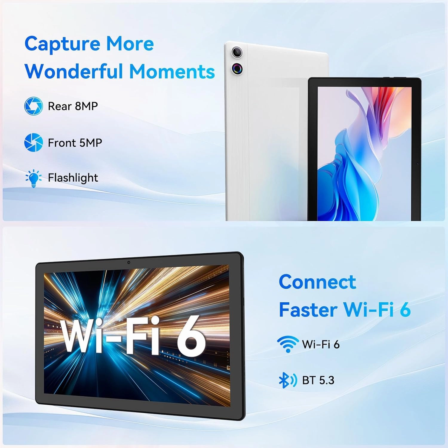 Tablet, Android Tablet, 16GB RAM 128GB ROM 1TB Expansion, 8-Core Processor, Android 14, 11 inch 1280x800 FHD Touch Screen, Widevine L1, Dynamic Halo, Dual Camera, WiFi6,BT5.3, 6800mAh Battery