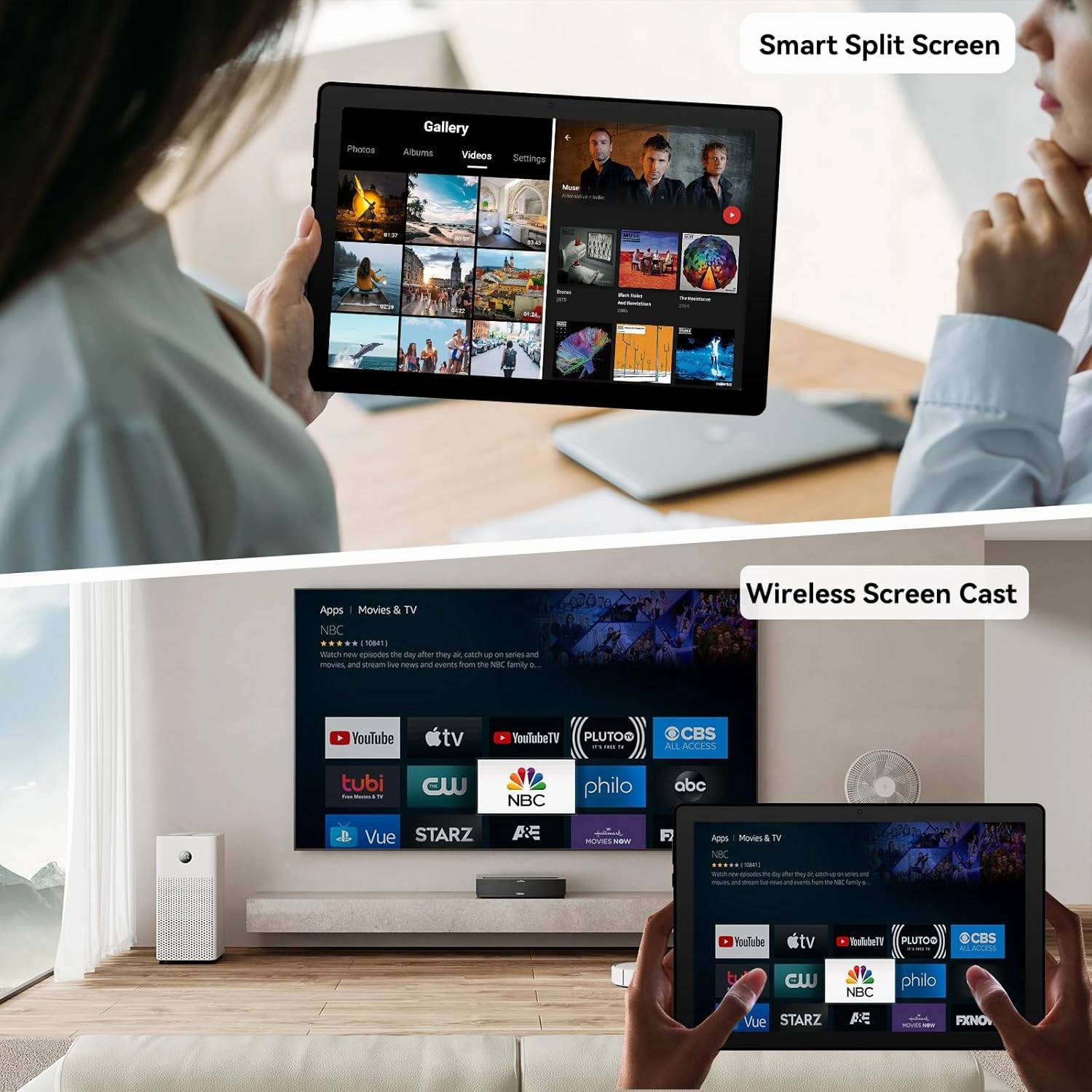 Tablet, Android Tablet, 16GB RAM 128GB ROM 1TB Expansion, 8-Core Processor, Android 14, 11 inch 1280x800 FHD Touch Screen, Widevine L1, Dynamic Halo, Dual Camera, WiFi6,BT5.3, 6800mAh Battery