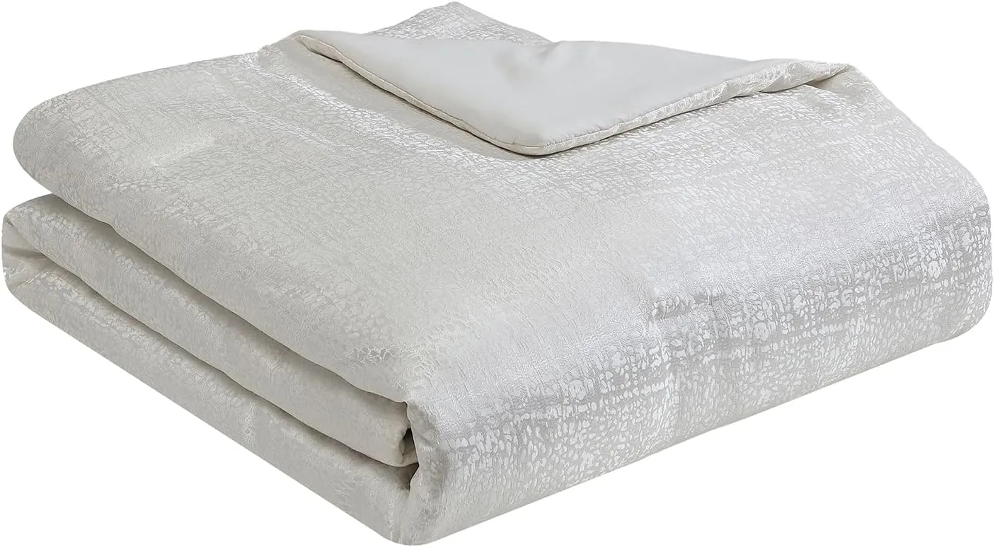 Tahari Home - Comforter Set, Jacquard 5-Piece Bedding with Matching Shams & Decorative Pillows, Ideal for All Seasons (Sterling Bright White, King)