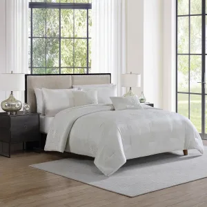 Tahari Home - Comforter Set, Jacquard 5-Piece Bedding with Matching Shams & Decorative Pillows, Ideal for All Seasons (Sterling Bright White, King)