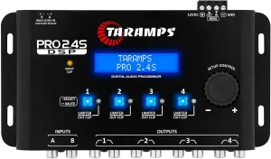 Taramps Pro 2.4S DSP Crossover full Digital Signal Processor and Equalizer with sequencer 15-band Graphic Equalization 12 preset EQ 2-Channel in and 4-Channel Out