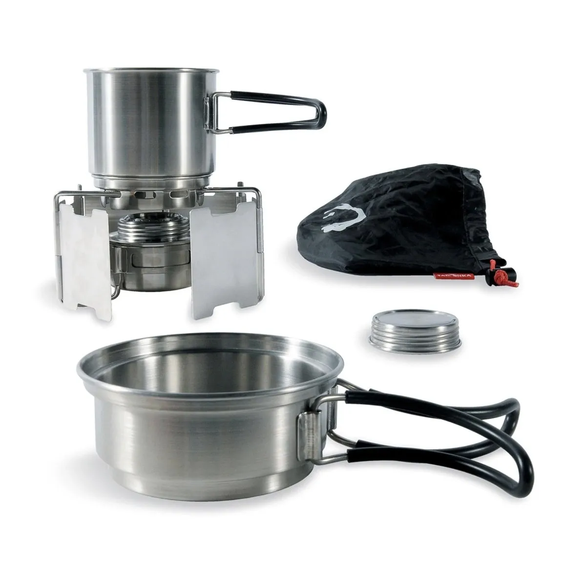 Tatonka Alcohol burner stove set outdoor cooking kit stainless steel pot stand