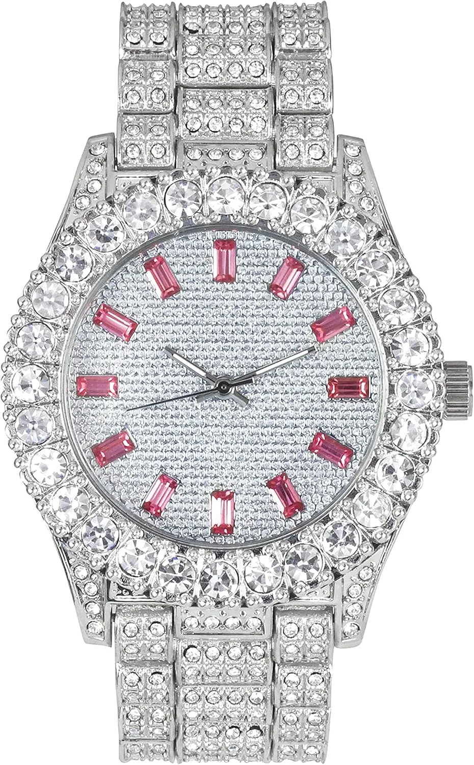 Techno Pave Womens 44mm Iced Solitaire Bezel Watch