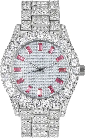 Techno Pave Womens 44mm Iced Solitaire Bezel Watch