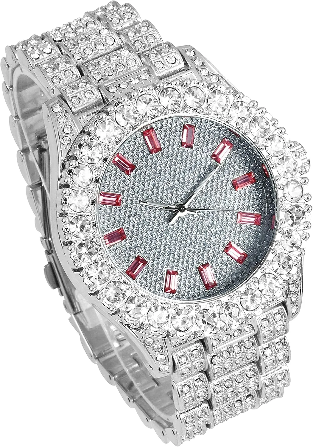 Techno Pave Womens 44mm Iced Solitaire Bezel Watch