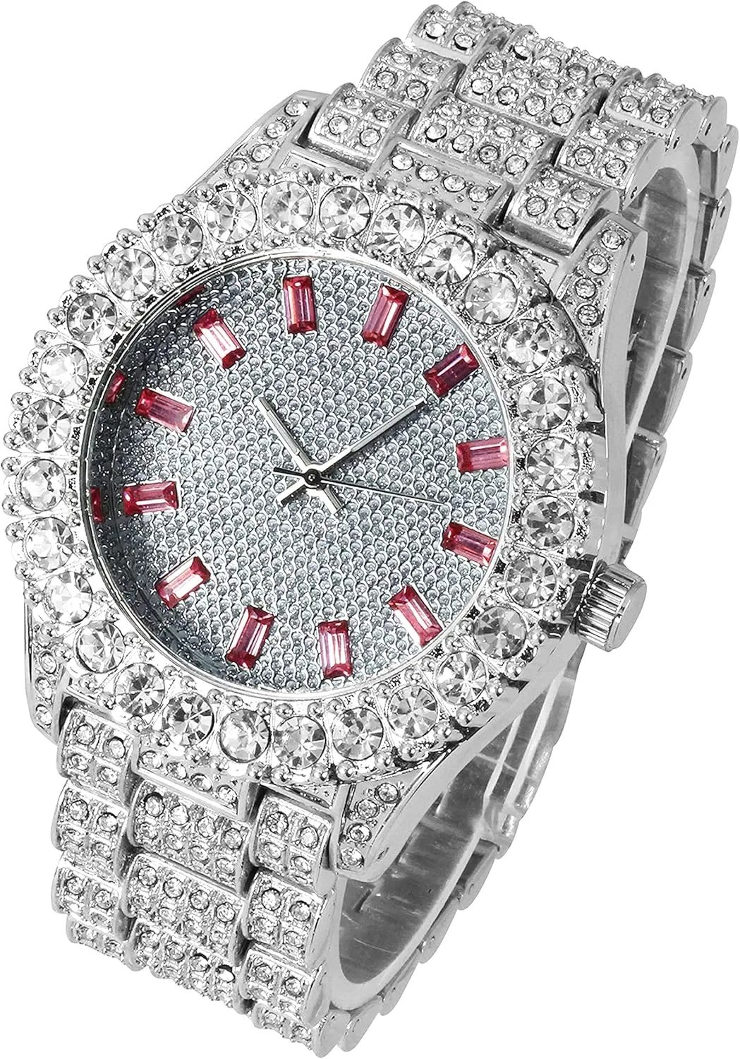 Techno Pave Womens 44mm Iced Solitaire Bezel Watch