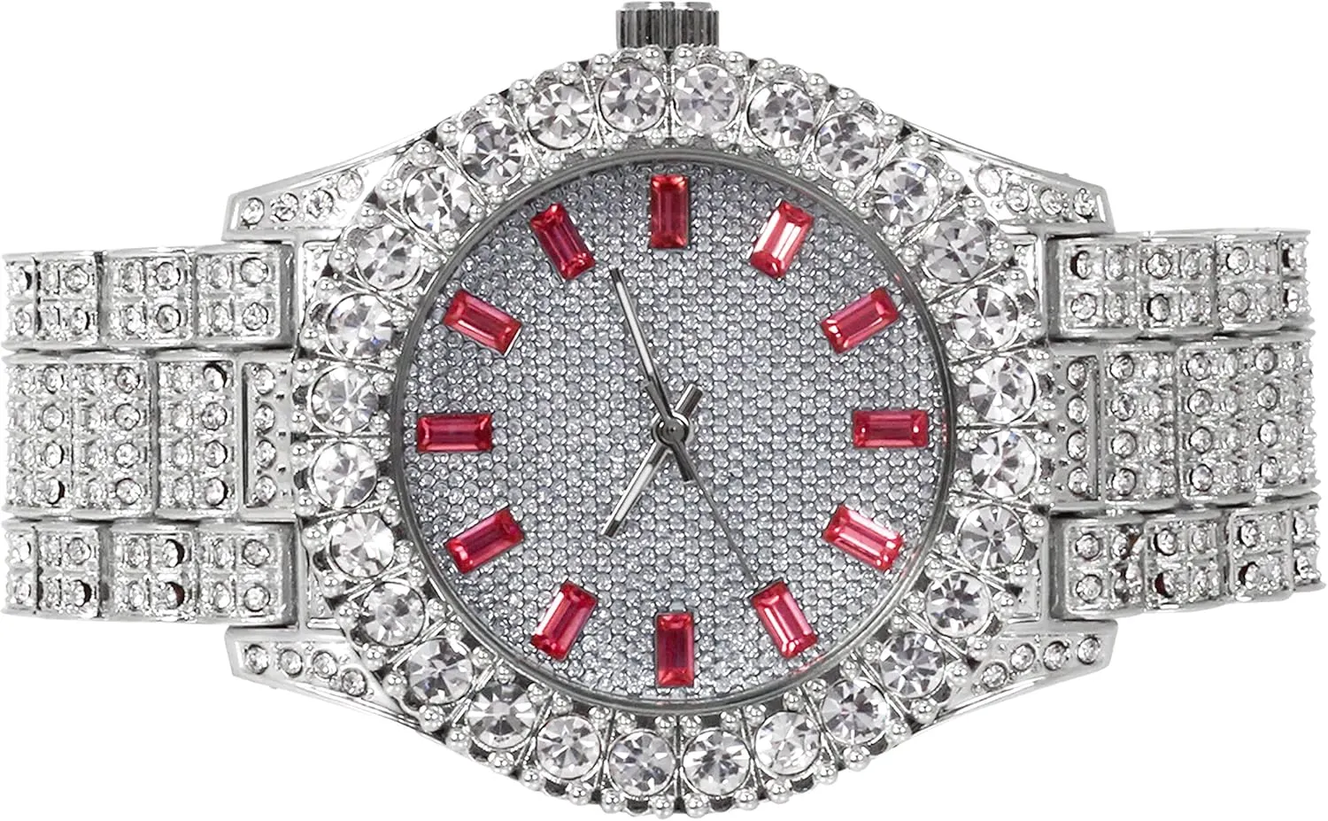 Techno Pave Womens 44mm Iced Solitaire Bezel Watch