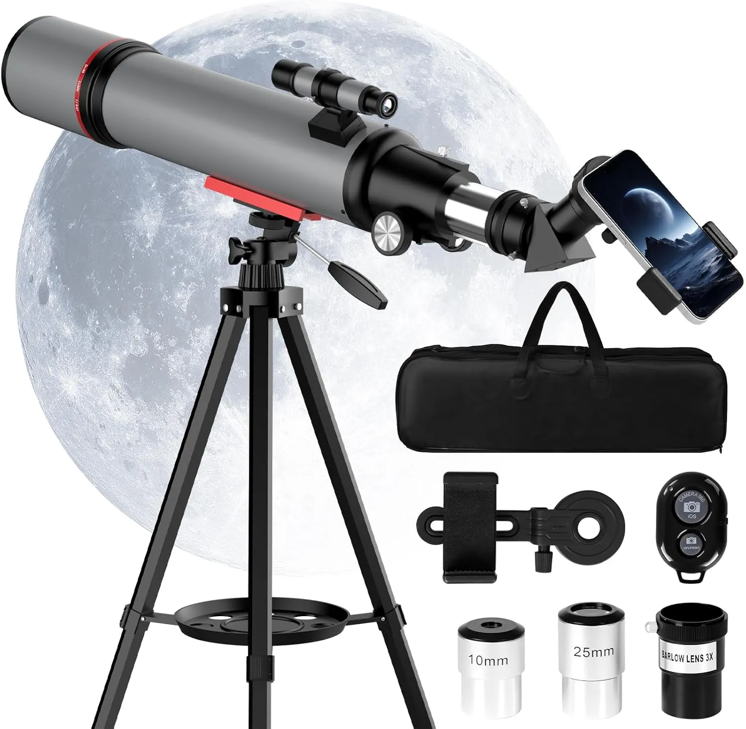 Telescope for Adults High Powered: Astronomy Telescopes for Observing The Moon and Stares - 90mm Aperture 600mm Refractor Telescope for Kids & Beginners - Telescopio with Phone Adapter Tripod