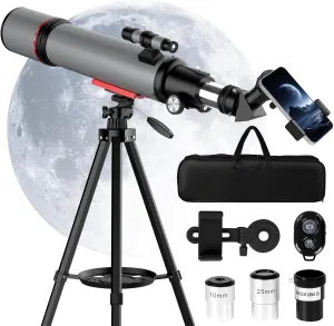 Telescope for Adults High Powered: Astronomy Telescopes for Observing The Moon and Stares - 90mm Aperture 600mm Refractor Telescope for Kids & Beginners - Telescopio with Phone Adapter Tripod