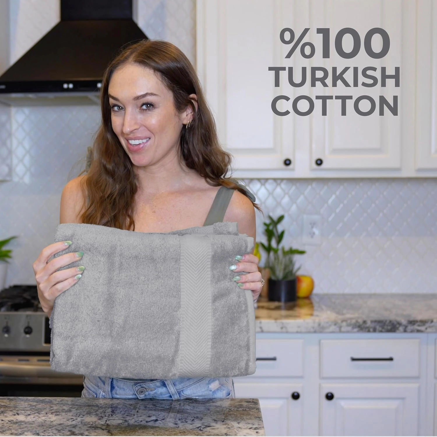 TEXTILOM 100% Turkish Cotton 6 Pcs Bath Towel Set, Luxury Bath Towels for Bathroom, Soft & Absorbent Bathroom Towels Set (2 Bathtowels, 2 Hand Towels, 2 Washcloths)- Grey