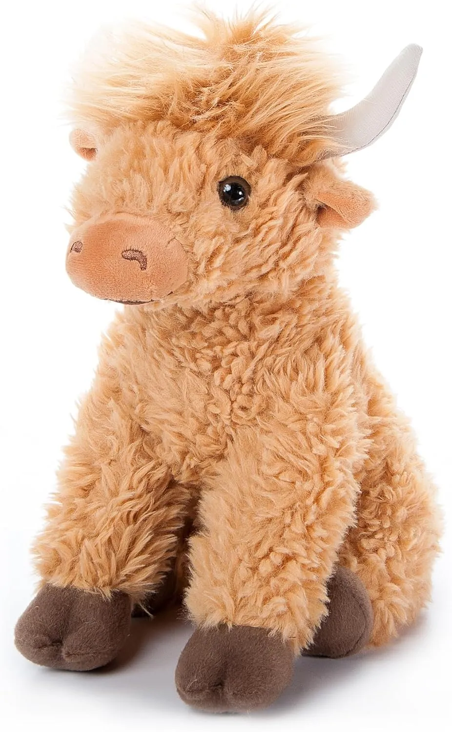 The Petting Zoo Highland Cow Plushie Stuffed Animal, Gifts for Kids, Wild Onez Wildlife Animals, Blonde Cow Plush Toy, 12 inches