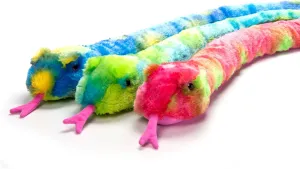 The Petting Zoo Snake Stuffed Animal, Gifts for Girls, Tie Dye Snake Plush Toy, 54 in (Pink/Green)