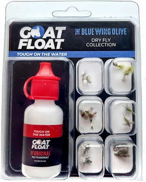 The Blue Wing Olive Premium Dry Fly Collection - 12 Goat Float Flies, 5X Leader, & The Original Dry Fly Floatant Included Includes Blue Wing Olive and Pale Morning Dun Patterns