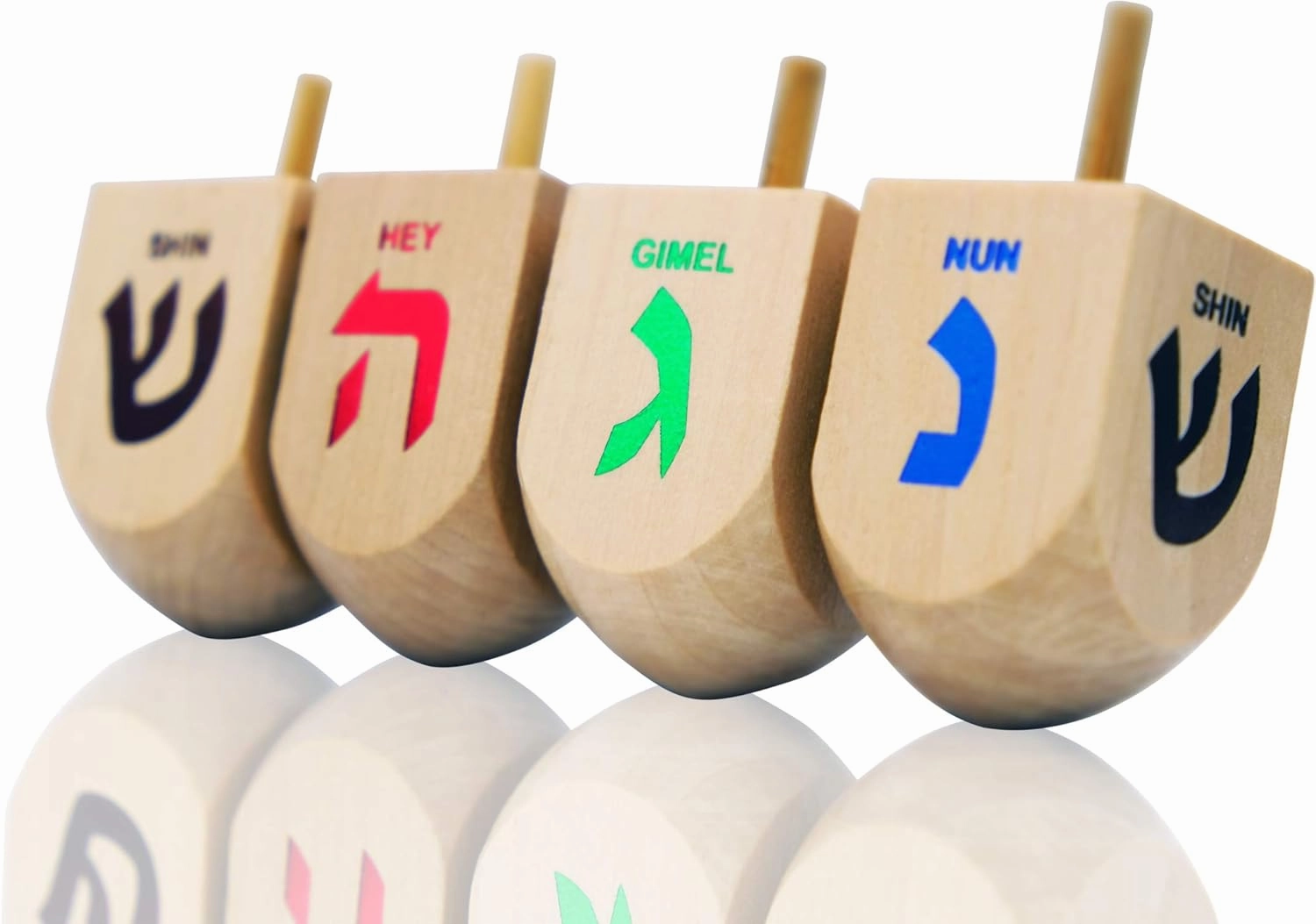 The Dreidel Company Hanukkah 10 Extra Large Hand Painted 3" Inch Wooden Dreidels - Includes Game Instruction Cards- (10-Pack XL)