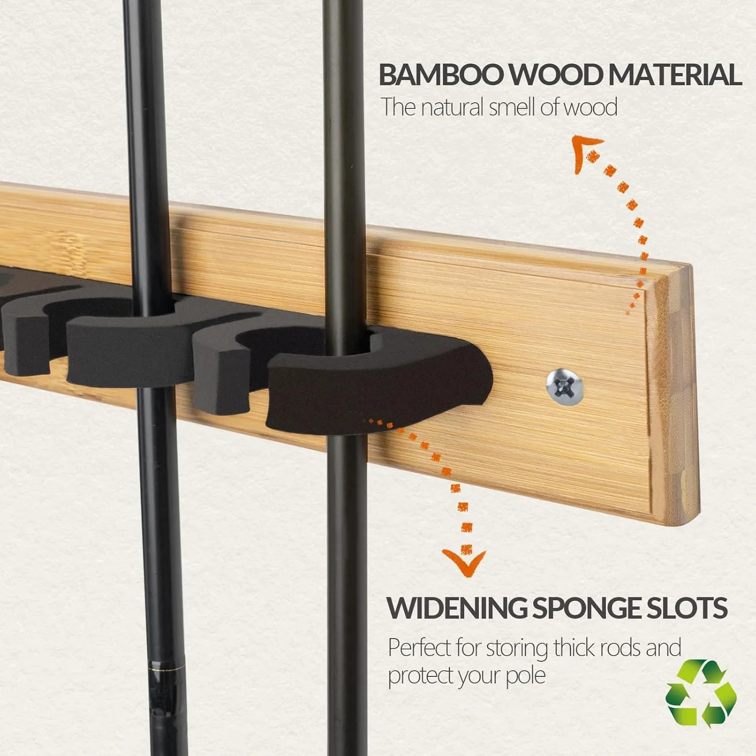 THKFISH Fishing Rod Racks Fishing Rod Holders for Garage Wood Fishing Pole Wall Rack Store 7/6 Fishing Rod Combos,Baitcasting Spinning Reels Rod Storage