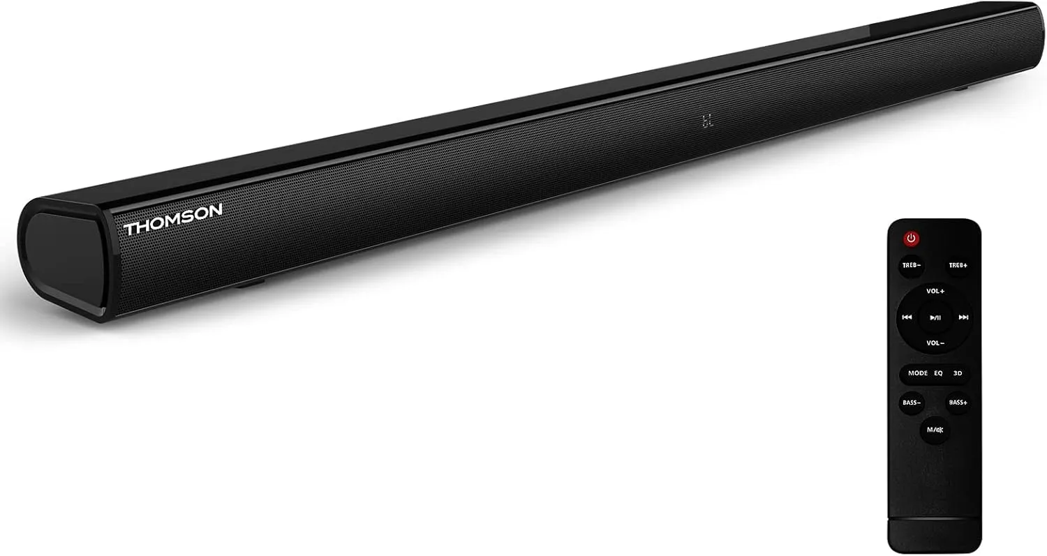 THOMSON Sound Bars for TV, HiFi Stereo TV Speakers Home Theater Surround Soundbar with Bass Reflex Speaker, 35-Inch, Bluetooth 5.0, 3 EQ Modes, DSP Audio, Adjustable Bass, HDMI/ARC/AUX/Opti/Coax/USB
