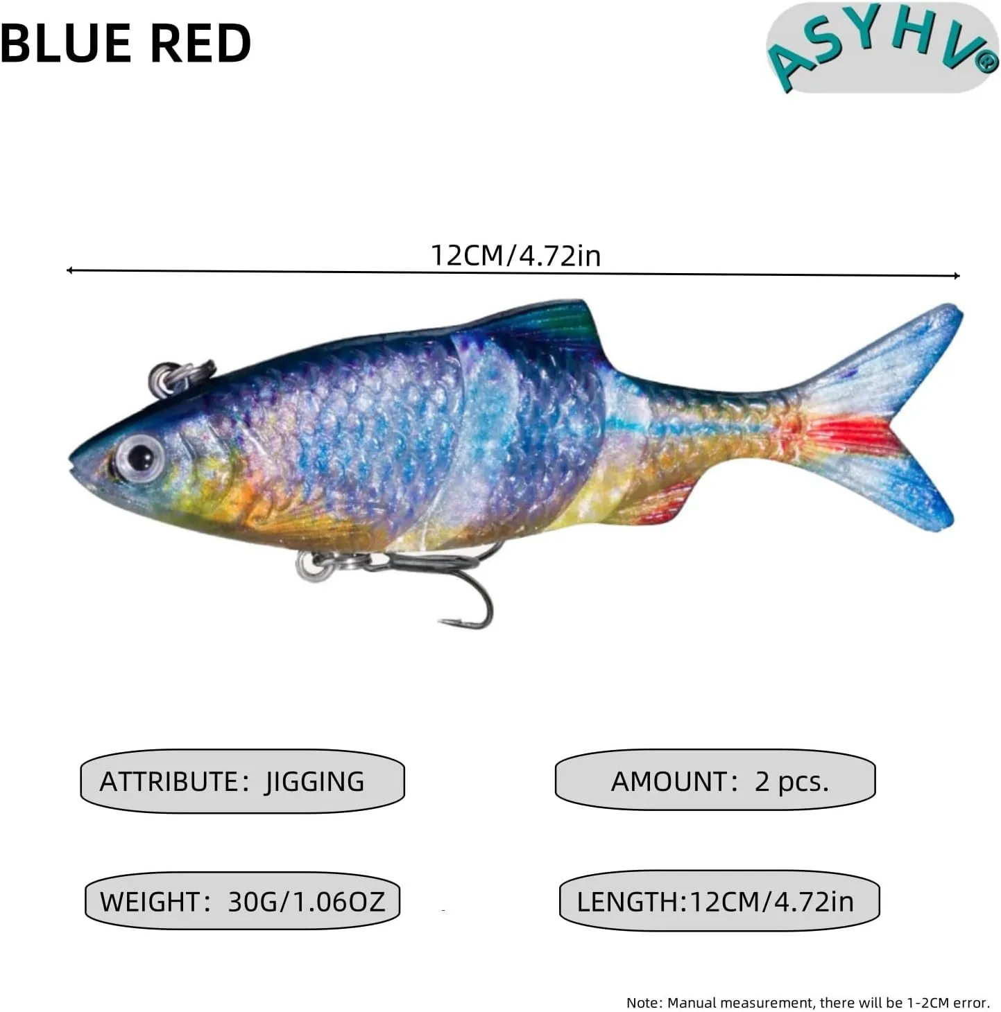 Three-Section Bionic Fishing Lure, Full-Water Series, BKK Treble Hooks & Sinking Design – Ideal for Bass, Trout, Freshwater and Saltwater Fishing