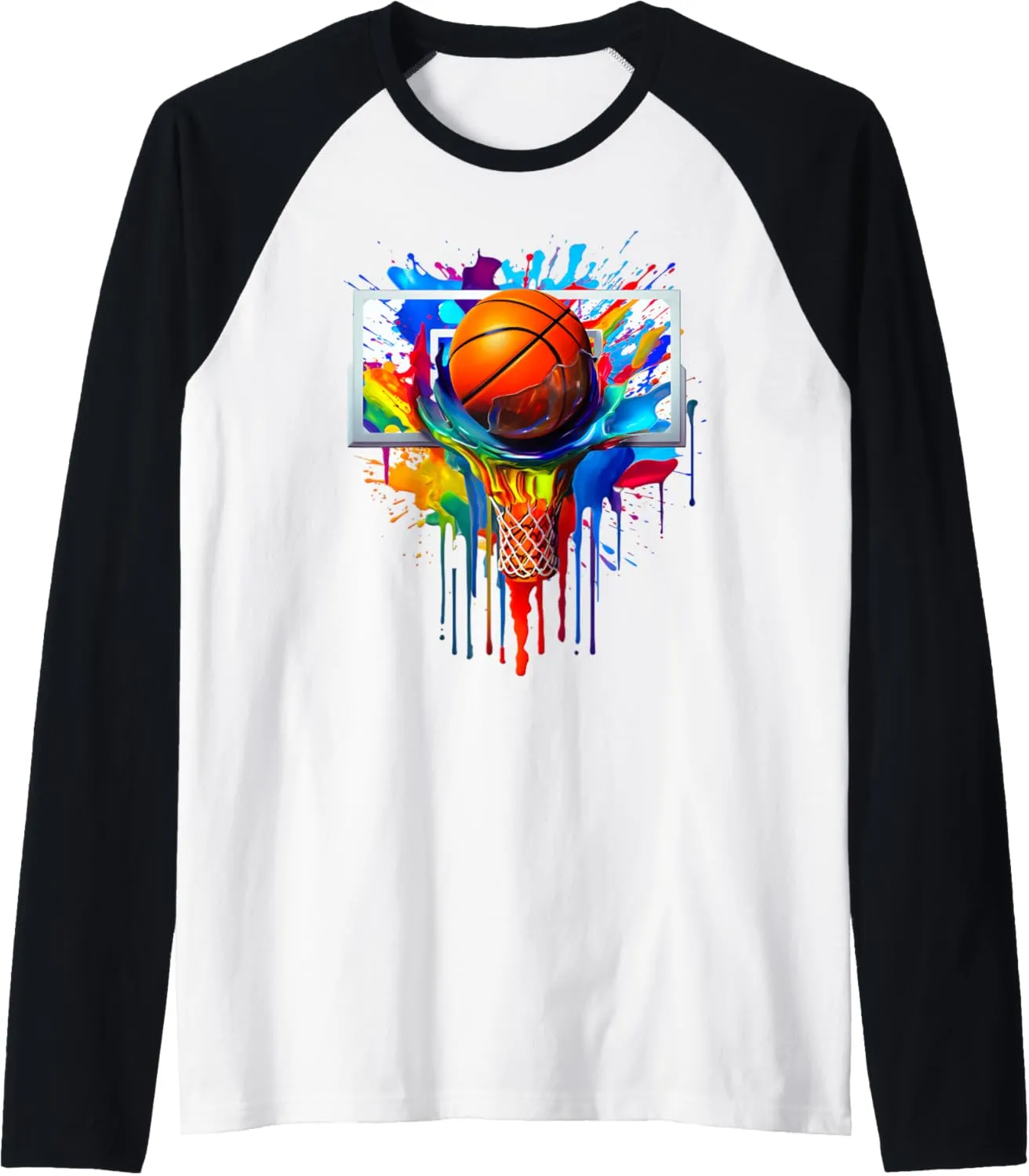 Tie Dye Basketball Ball Hoop Slam Dunk Dribbling Graphic Tee Raglan Baseball Tee