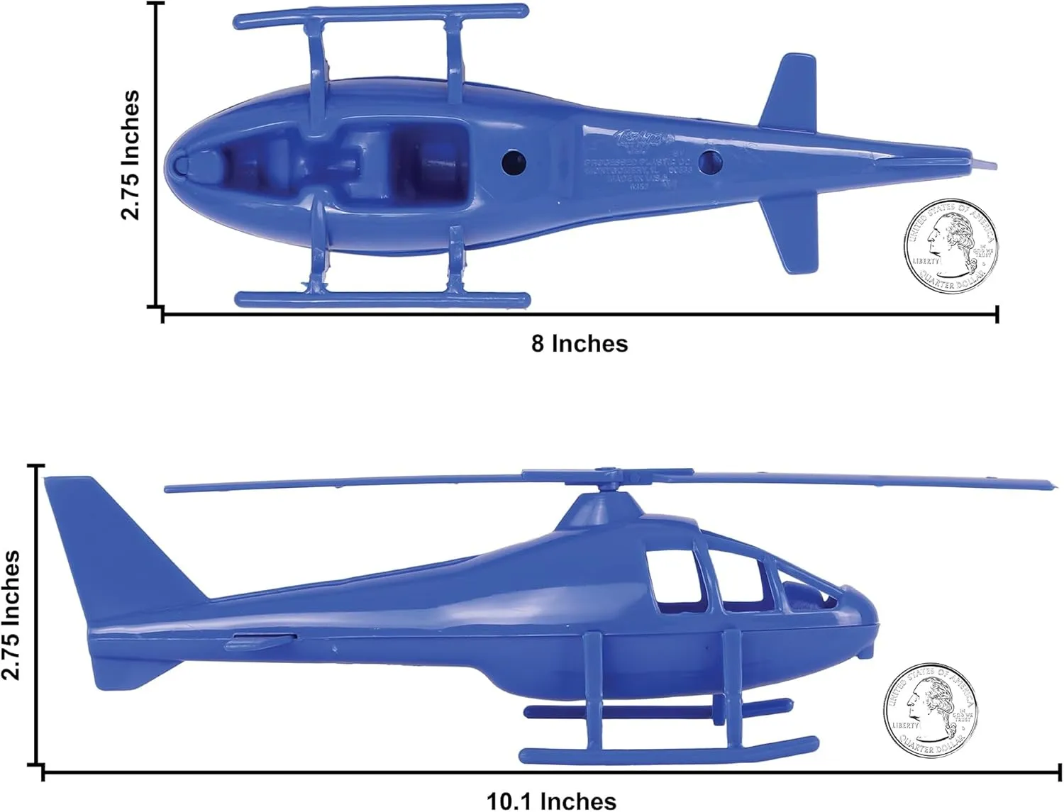 TimMee Air Support Helicopters - 2pc Blue Plastic Army Men Choppers US Made