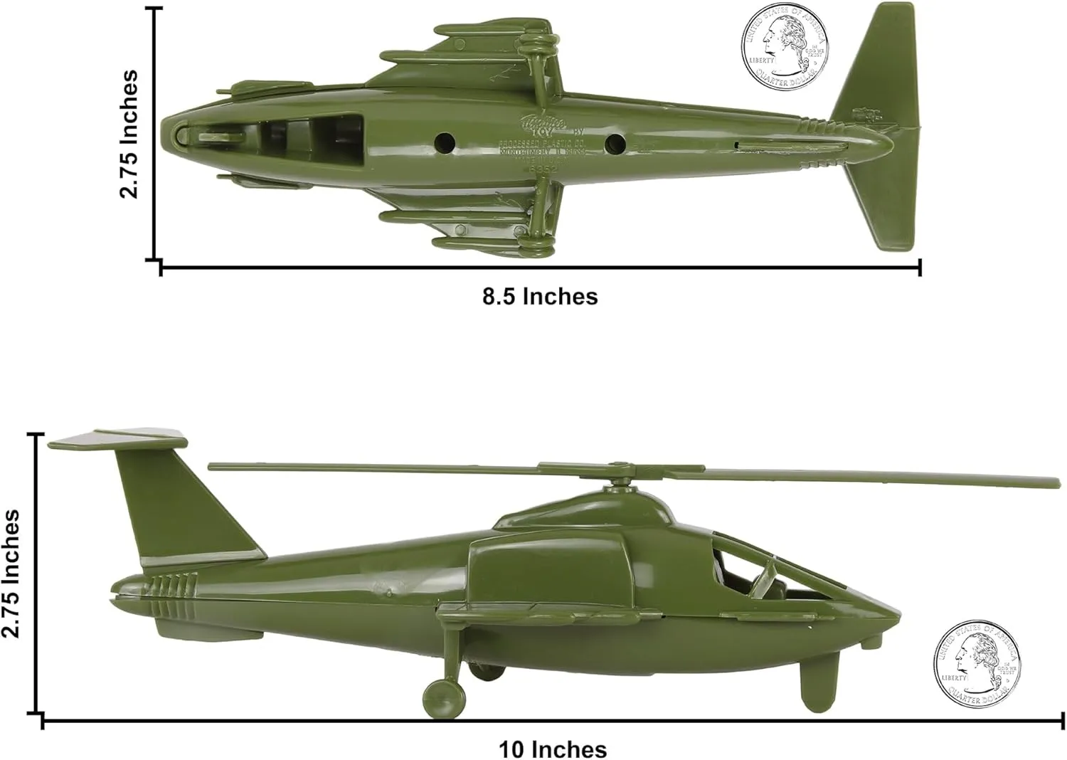 TimMee Air Support Helicopters - 2pc OD Green Plastic Army Men Choppers US Made