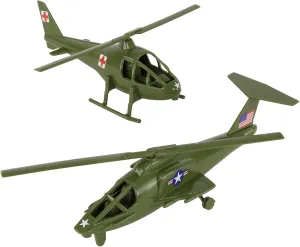 TimMee Air Support Helicopters - 2pc OD Green Plastic Army Men Choppers US Made
