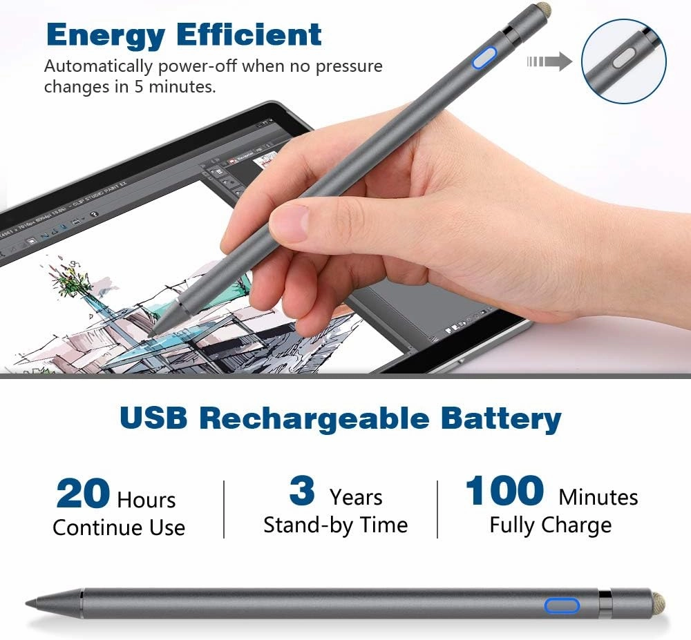 TiMOVO Stylus Pen for iPad, Apple Pencil for 2018-2023 iPad 10/9/8/7/6th Generation,iPad Pro,iPad Air 5/4/3,iPad Mini 6/5 Precise Writing Drawing Palm Rejection Apple Pencil 1st Gen for iPad,SpaceGray
