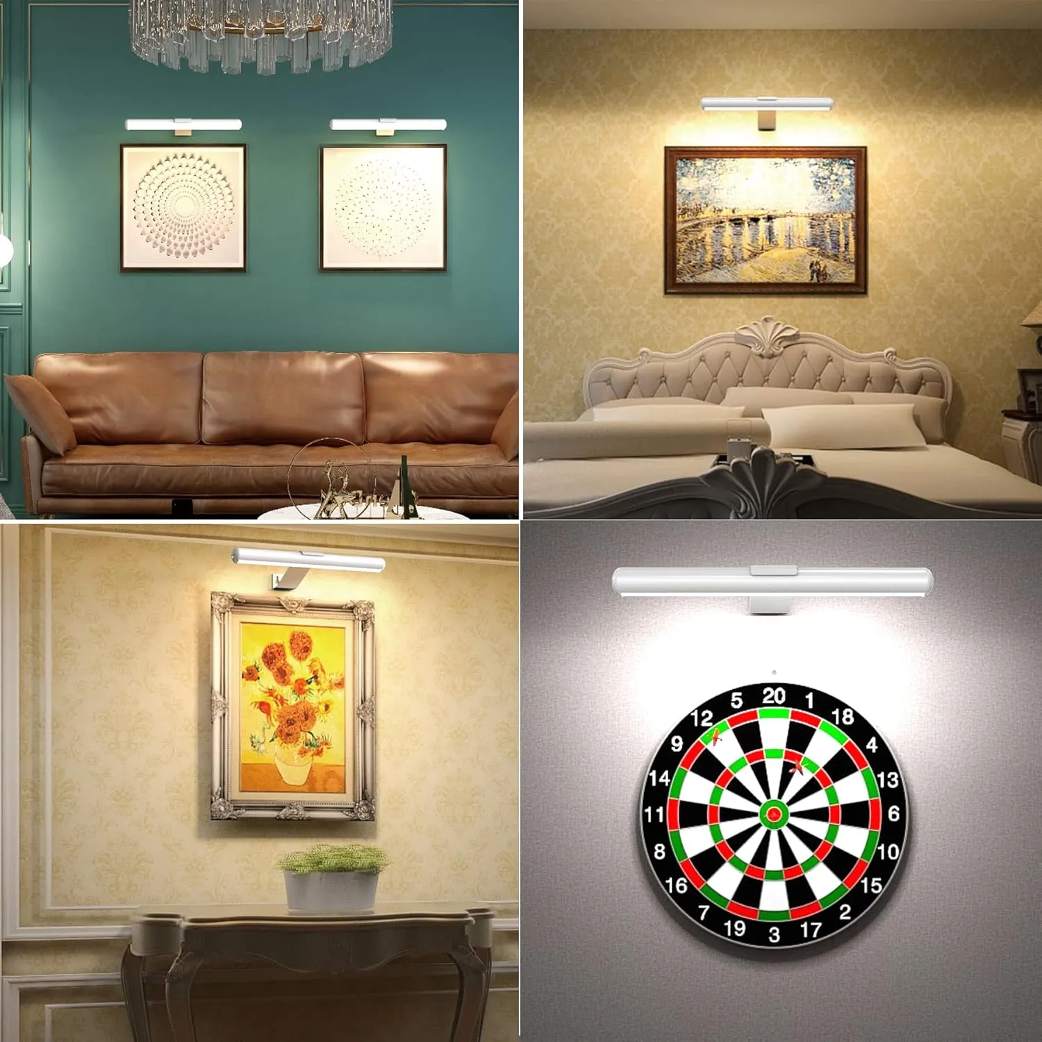 TINTINDOC Led Painting Light Rechargeable Battery Operated Art Picture Accent Lights, Dimmable 300Lumen with Remote Control, Metal Shell Dartboard Light